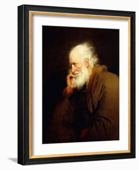 An Old Man, half-length, in a Brown Fur-lined Coat-Joseph Wright of Derby-Framed Giclee Print