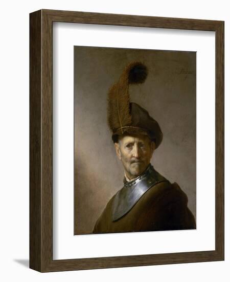 An Old Man in Military Costume (Formerly Called Portrait of Rembrandt's Father), C.1630-Rembrandt van Rijn-Framed Giclee Print