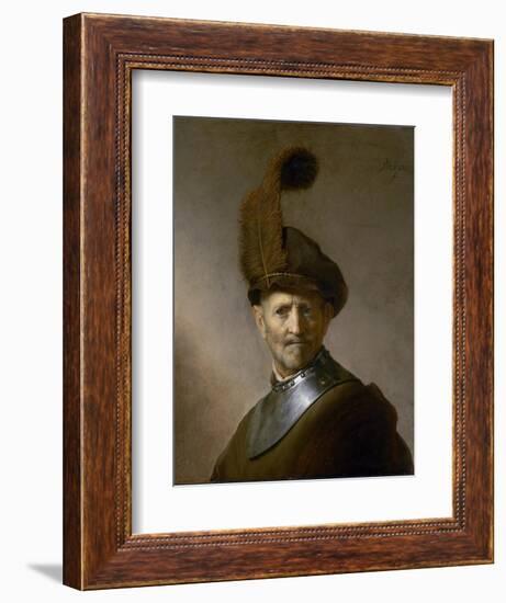 An Old Man in Military Costume (Formerly Called Portrait of Rembrandt's Father), C.1630-Rembrandt van Rijn-Framed Giclee Print