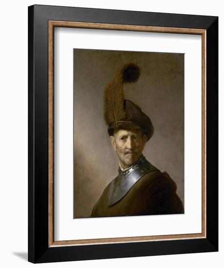 An Old Man in Military Costume (Formerly Called Portrait of Rembrandt's Father), C.1630-Rembrandt van Rijn-Framed Giclee Print