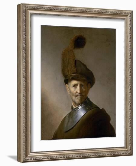 An Old Man in Military Costume (Formerly Called Portrait of Rembrandt's Father), C.1630-Rembrandt van Rijn-Framed Giclee Print