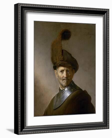 An Old Man in Military Costume (Formerly Called Portrait of Rembrandt's Father), C.1630-Rembrandt van Rijn-Framed Giclee Print