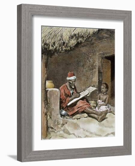 An Old Man Teach to Write a Child, French Sudan, 1893-Prisma Archivo-Framed Photographic Print