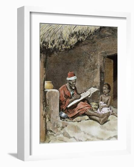 An Old Man Teach to Write a Child, French Sudan, 1893-Prisma Archivo-Framed Photographic Print