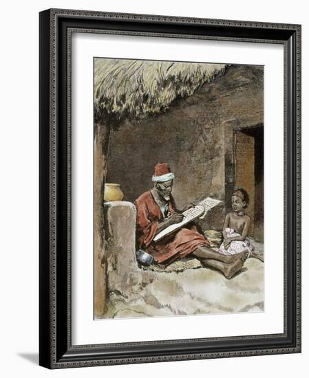 An Old Man Teach to Write a Child, French Sudan, 1893-Prisma Archivo-Framed Photographic Print