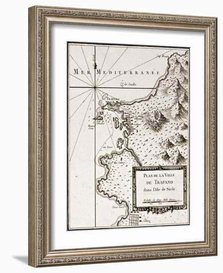 An Old Map Of Trapani And Surrounding Territories-marzolino-Framed Art Print