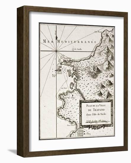 An Old Map Of Trapani And Surrounding Territories-marzolino-Framed Art Print