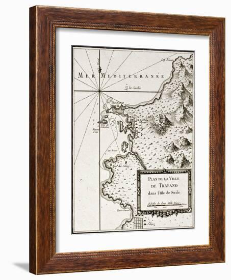 An Old Map Of Trapani And Surrounding Territories-marzolino-Framed Art Print