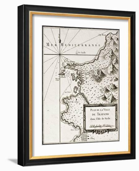 An Old Map Of Trapani And Surrounding Territories-marzolino-Framed Art Print