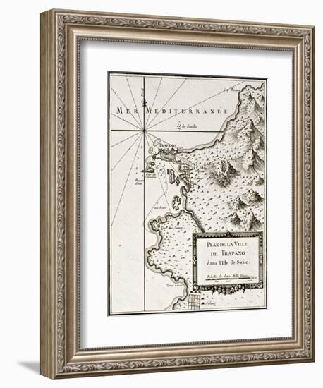 An Old Map Of Trapani And Surrounding Territories-marzolino-Framed Art Print