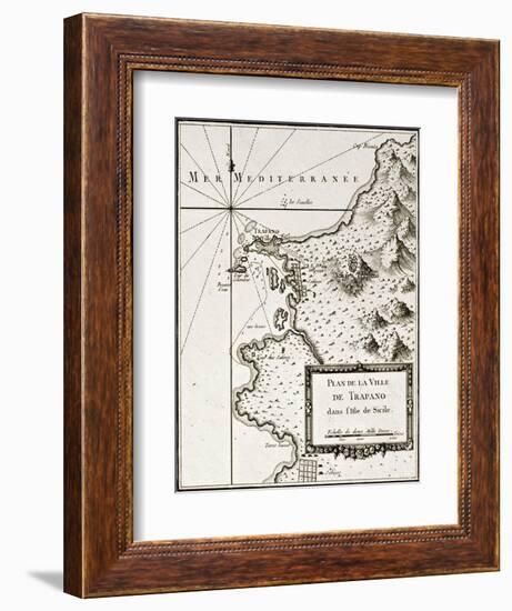 An Old Map Of Trapani And Surrounding Territories-marzolino-Framed Art Print