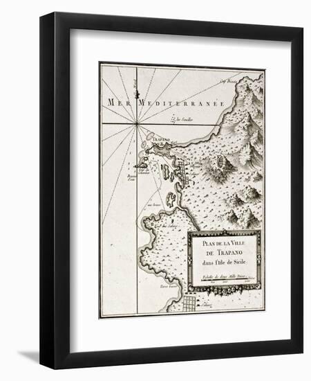 An Old Map Of Trapani And Surrounding Territories-marzolino-Framed Art Print