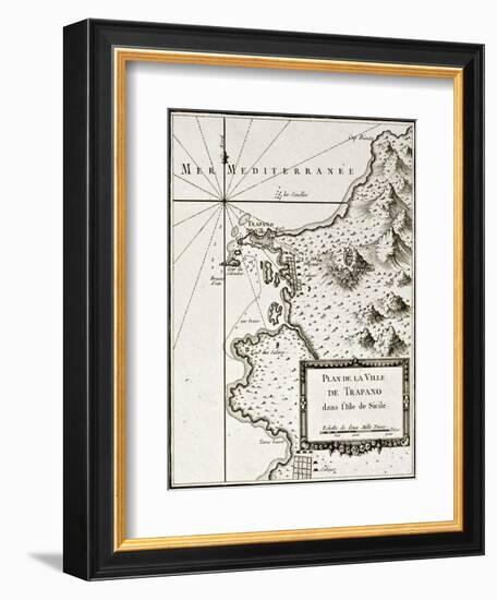 An Old Map Of Trapani And Surrounding Territories-marzolino-Framed Art Print