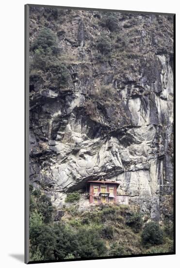 An Old Religious Building Built into the Side of a Cliff in the Sagarmatha National Park-John Woodworth-Mounted Photographic Print