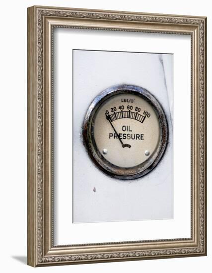 An Old Retro Steampunk Style Oil Pressure Gauge-leaf-Framed Photographic Print