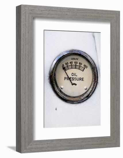 An Old Retro Steampunk Style Oil Pressure Gauge-leaf-Framed Photographic Print