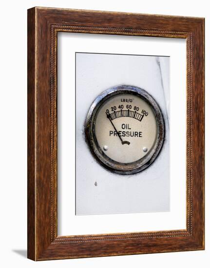 An Old Retro Steampunk Style Oil Pressure Gauge-leaf-Framed Photographic Print