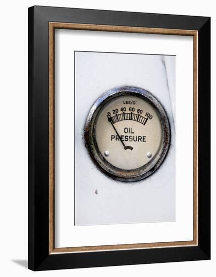 An Old Retro Steampunk Style Oil Pressure Gauge-leaf-Framed Photographic Print