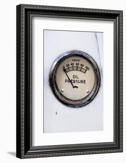 An Old Retro Steampunk Style Oil Pressure Gauge-leaf-Framed Photographic Print