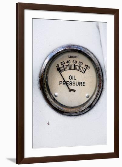 An Old Retro Steampunk Style Oil Pressure Gauge-leaf-Framed Photographic Print