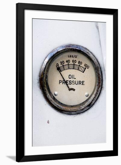 An Old Retro Steampunk Style Oil Pressure Gauge-leaf-Framed Photographic Print