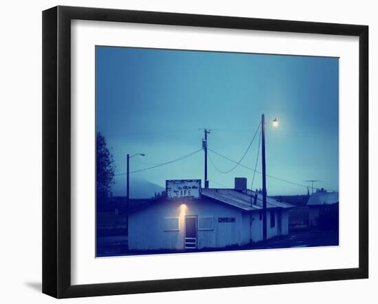 An Old Run Down Cafe During a Storm-graphicphoto-Framed Photographic Print