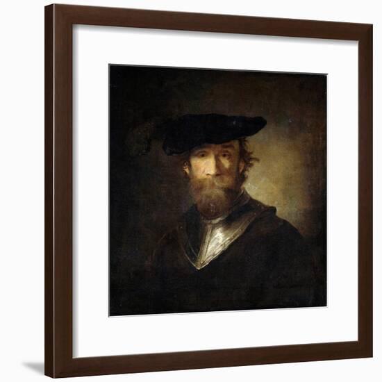 An Old Soldier in a Black Beret, 17th Century-Christopher Paudiss-Framed Giclee Print