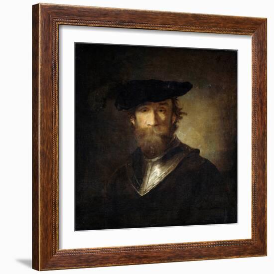 An Old Soldier in a Black Beret, 17th Century-Christopher Paudiss-Framed Giclee Print