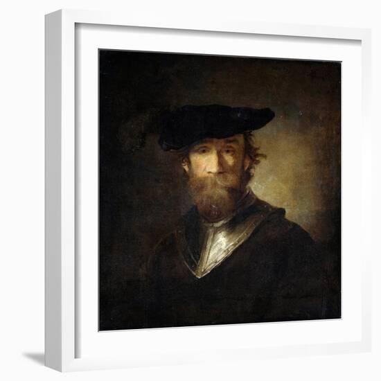 An Old Soldier in a Black Beret, 17th Century-Christopher Paudiss-Framed Giclee Print