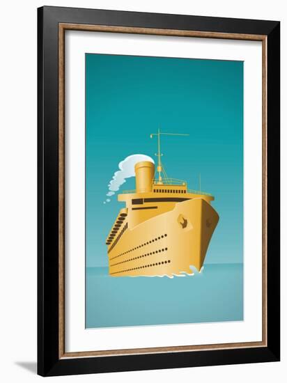 An Old Style Cruise Ship Vector Illustration-magann-Framed Art Print