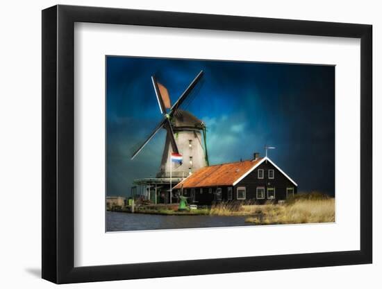 An Old Windmill on a Canal in the Netherlands-Sheila Haddad-Framed Photographic Print