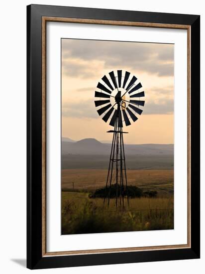 An Old Windmill on a Farm in a Rural or Rustic Setting at Sunset.-SAPhotog-Framed Premium Photographic Print