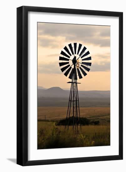 An Old Windmill on a Farm in a Rural or Rustic Setting at Sunset.-SAPhotog-Framed Premium Photographic Print