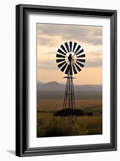 An Old Windmill on a Farm in a Rural or Rustic Setting at Sunset.-SAPhotog-Framed Premium Photographic Print