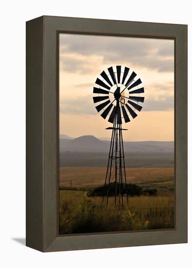 An Old Windmill on a Farm in a Rural or Rustic Setting at Sunset.-SAPhotog-Framed Premier Image Canvas