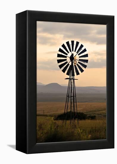 An Old Windmill on a Farm in a Rural or Rustic Setting at Sunset.-SAPhotog-Framed Premier Image Canvas