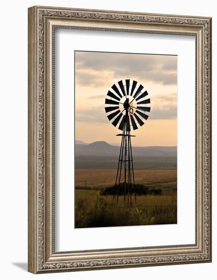 An Old Windmill on a Farm in a Rural or Rustic Setting at Sunset.-SAPhotog-Framed Photographic Print