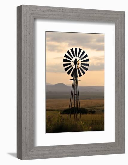 An Old Windmill on a Farm in a Rural or Rustic Setting at Sunset.-SAPhotog-Framed Photographic Print