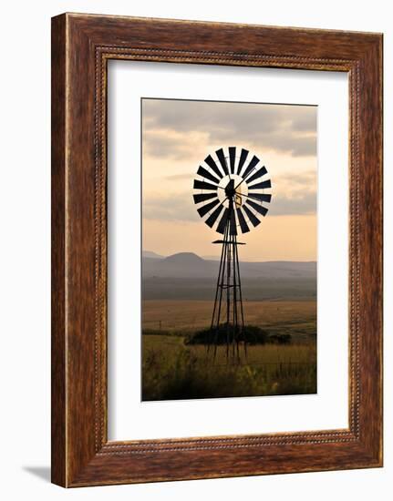 An Old Windmill on a Farm in a Rural or Rustic Setting at Sunset.-SAPhotog-Framed Photographic Print