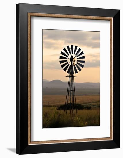 An Old Windmill on a Farm in a Rural or Rustic Setting at Sunset.-SAPhotog-Framed Photographic Print