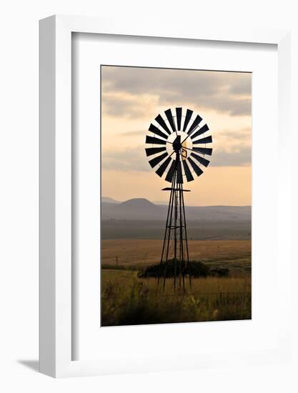 An Old Windmill on a Farm in a Rural or Rustic Setting at Sunset.-SAPhotog-Framed Photographic Print