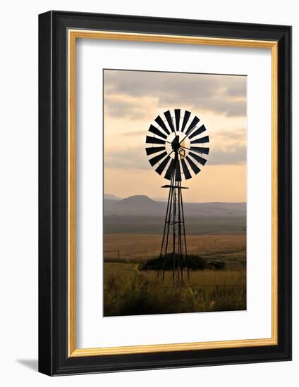 An Old Windmill on a Farm in a Rural or Rustic Setting at Sunset.-SAPhotog-Framed Photographic Print