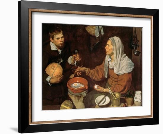 An Old Woman Cooking Eggs, 1618-Diego Velazquez-Framed Giclee Print