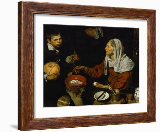 An Old Woman Frying Eggs-Diego Velazquez-Framed Giclee Print
