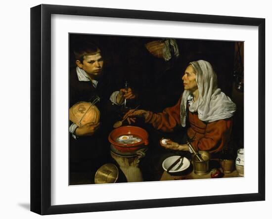 An Old Woman Frying Eggs-Diego Velazquez-Framed Giclee Print