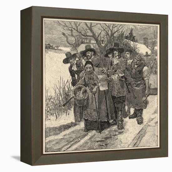 An Old Woman is Arrested as a Witch-Howard Pyle-Framed Stretched Canvas