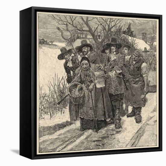 An Old Woman is Arrested as a Witch-Howard Pyle-Framed Stretched Canvas