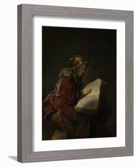 An Old Woman Reading, Probably the Prophetess Hannah, 1631-Rembrandt van Rijn-Framed Giclee Print