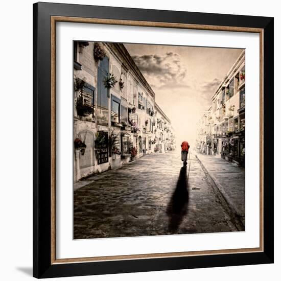 An Old Woman Walking in a Cementery-Luis Beltran-Framed Photographic Print