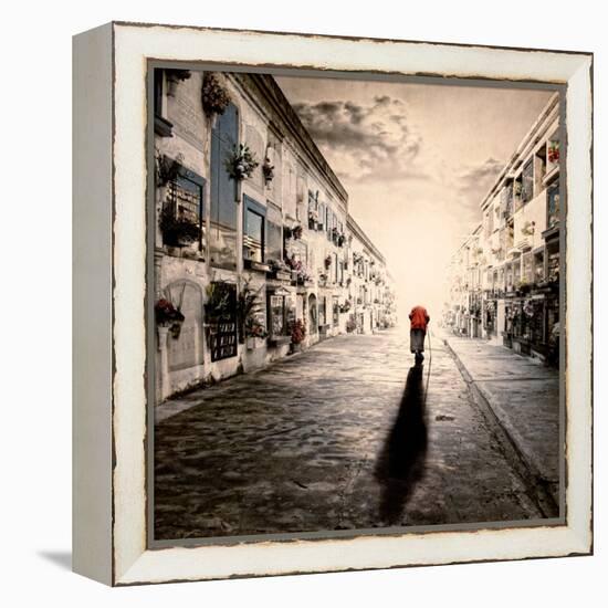 An Old Woman Walking in a Cementery-Luis Beltran-Framed Premier Image Canvas